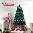 thumbnail image 1 of 5FT Fiber Optic Artificial Christmas Tree, Pre-Lit Xmas Tree with 180 Colorful LED Lights, 8 Lighting Modes, Lighted Top Star, Foldable Metal Base, for Home Office Party Holiday Decor Green, 1 of 8
