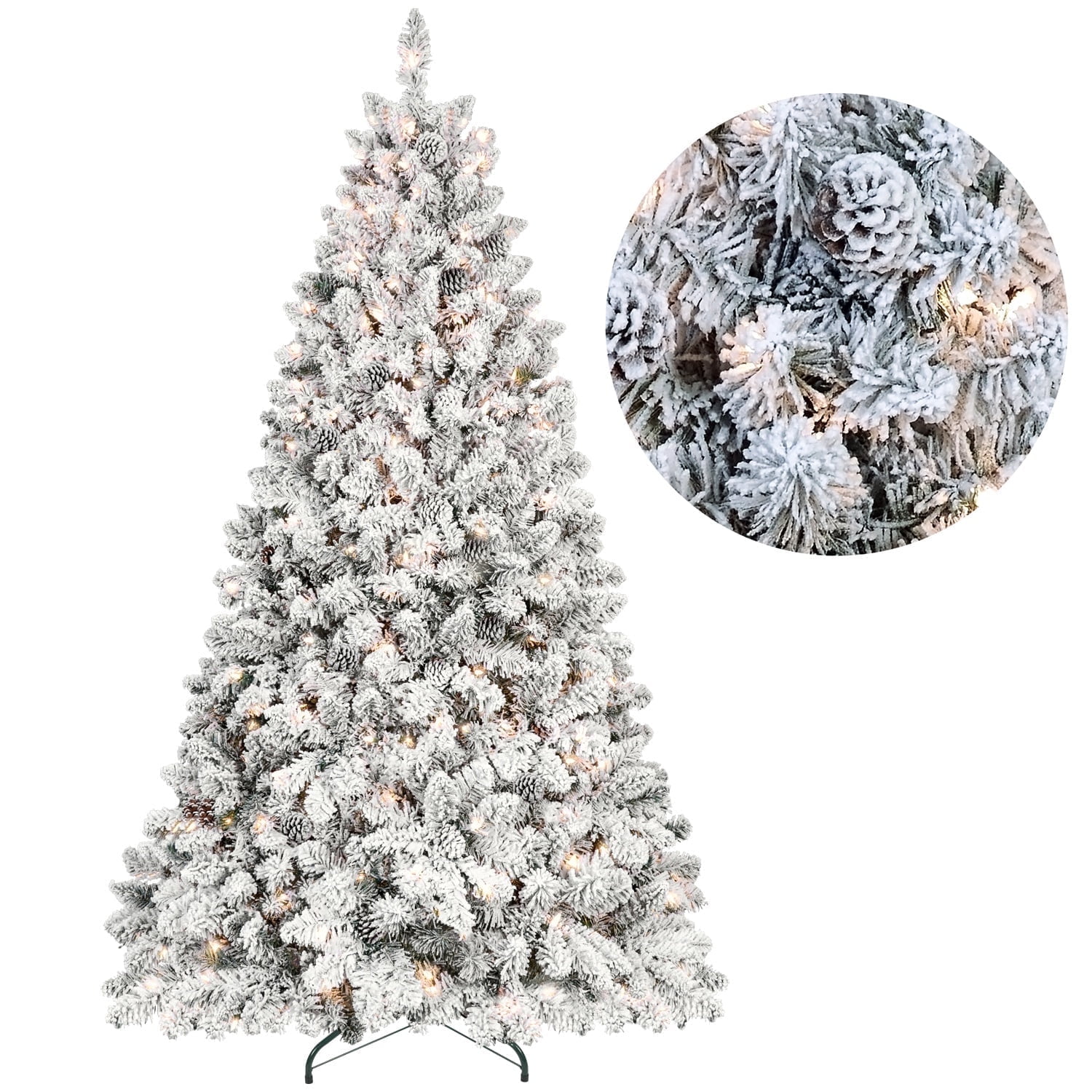 5FT White Flocked PVC Pre-Lit Christmas Tree