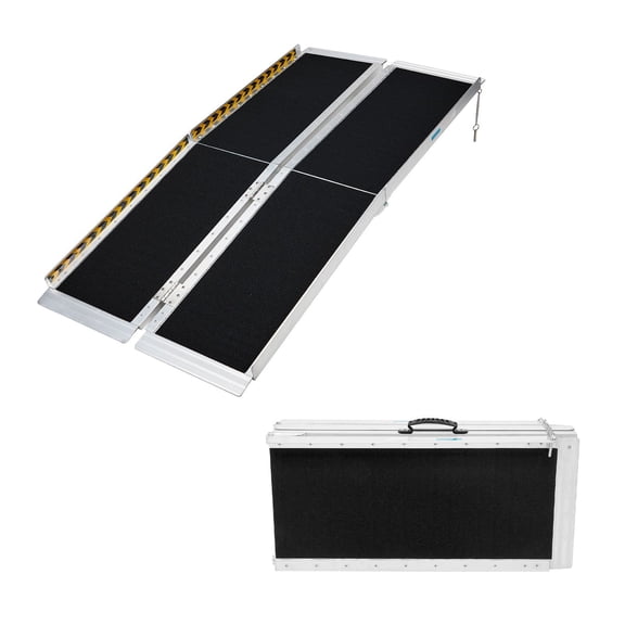 5FT Folding Aluminum Wheelchair Ramp - Non-Skid Mobility Ramp for Home Steps & Scooters - 600lb Capacity - Portable Handicap Ramp - Universal Fit