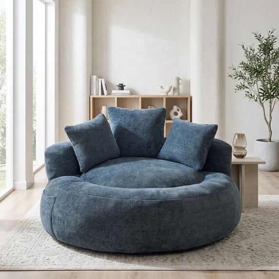 5FT Giant Shredded Memory Foam Bean Bag Chair with Pillows, Oversized Floor Lounger