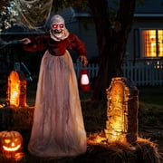 Presence 5FT Halloween Animatronics Life Size Witch Scary Prop, Motion Activated Outdoor Decoration for Haunted House Party Lawn Patio Yard Decor