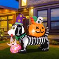 thumbnail image 1 of 5FT Halloween LED Inflatable Skeleton Dog with Treats Halloween Yard Decorations, 1 of 5