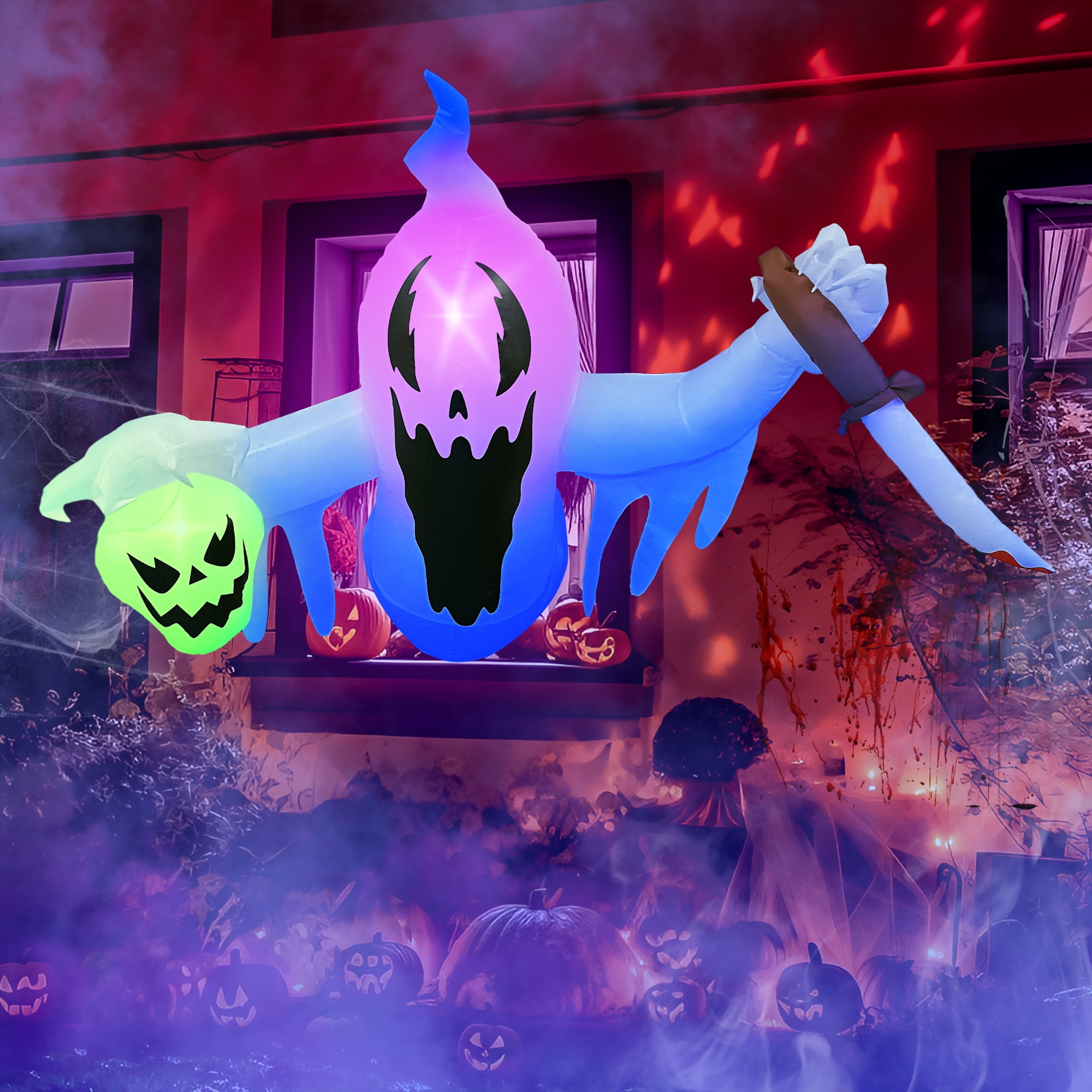 5FT Hanging Halloween Inflatable Decoration, Halloween Scary White