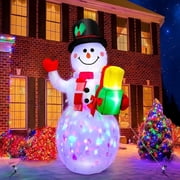5ft Inflatable Snowman Decoration with Rotating LED Lights for Outdoor and Indoor Holiday Decorations, Christmas Parties and Lawn Decor