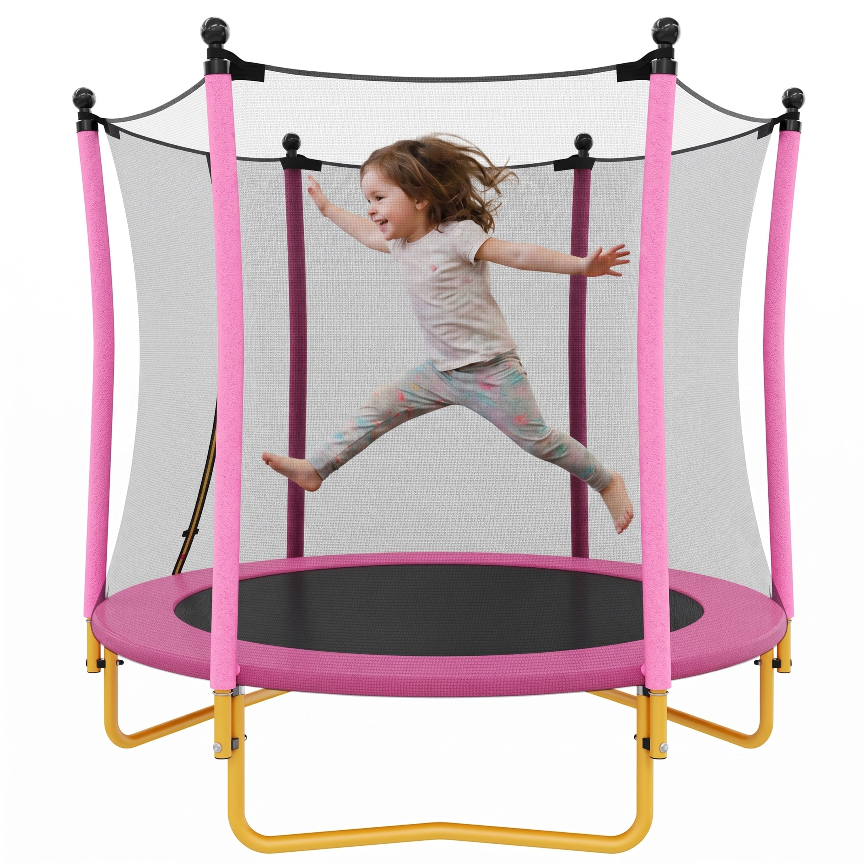 5.5FT Kids Trampoline with Safety Enclosure Net, SEGMART Upgraded Indoor Toddler Trampoline with Spring Padding for Kids, Outdoor Round Small Trampoline with Jumping Mat, Gift for Boys Girls