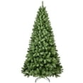thumbnail image 1 of 5FT LED-lit Artificial Christmas Tree with 551PVC Mixed Branch Tips, Hinged Premium Spruce Fake Xmas Trees with Foldable Base for Indoor Holiday Decorating, Green, 1 of 9