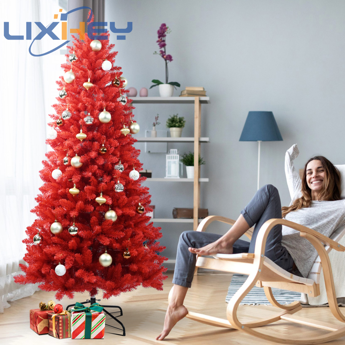 5FT PVC Christmas Automatic Tree with Hinged Structure, Environmentally