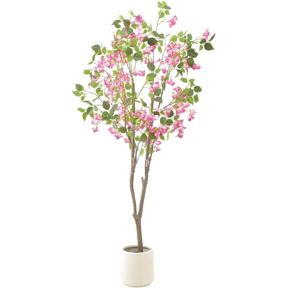 5FT Pink Artificial Bougainvillea Tree, Tall Faux Blossom Plant in Pot, Large Fake Pink Flowers Potted, Wedding Decor Artificial Flowers for Outdoors Indoors Home Porch Patio Party Christmas