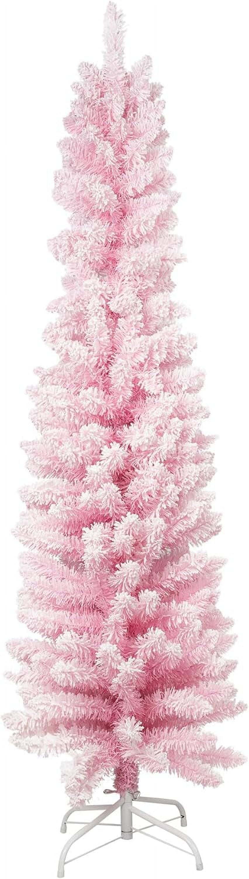 5FT Pink Christmas Tree, with Metal Stand, PVC Material, Artificial Xmas Tree for Indoor and
