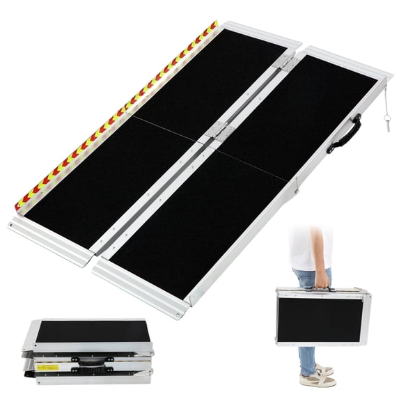 5FT Portable Wheelchair Ramp ,800 LBS Capacity Folding Aluminum Threshold Ramp with Anti-Slip Surface, Mobility Access Handicap Ramp for Home Steps, Doorway, Stairs, Doorways