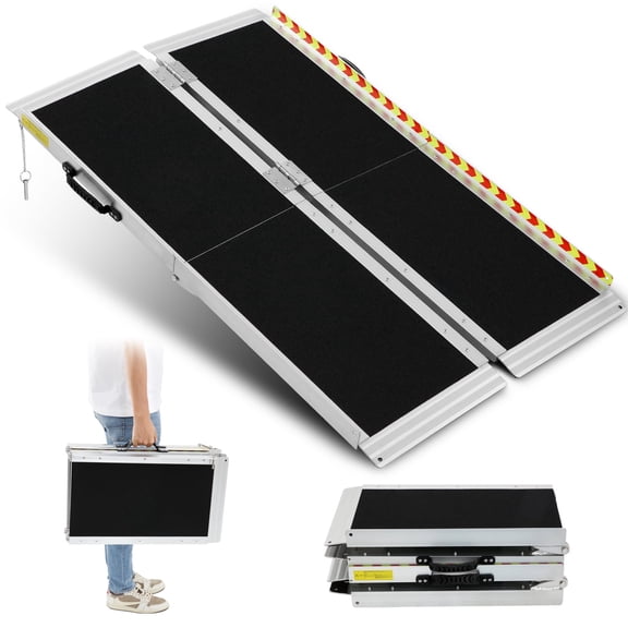 5FT Portable Wheelchair Ramp ,800 LBS Capacity Folding Aluminum Threshold Ramp with Anti-Slip Surface, Mobility Access Handicap Ramp for Home Steps, Doorway, Stairs, Doorways