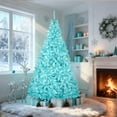 thumbnail image 1 of 7.5FT Prelit Blue Christmas Tree, Full Xmas Pine Tree with 1300 Branch Tips 400 Cold Warm Light for Holiday Indoor Outdoor Decoration, 1 of 14