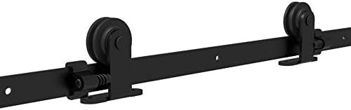 5FT Sliding Barn Door Hardware Kit Black Rustic Rail Track Set for ...