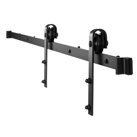 5FT Sliding Barn Door Hardware Kit for Single Wooden Door, Heavy-Duty Carbon Steel Track System, Smooth & Quiet Roller Set, Rustproof Black Finish, Fits 1-3/8"1-3/4" Thick Doors up to 30" Wide