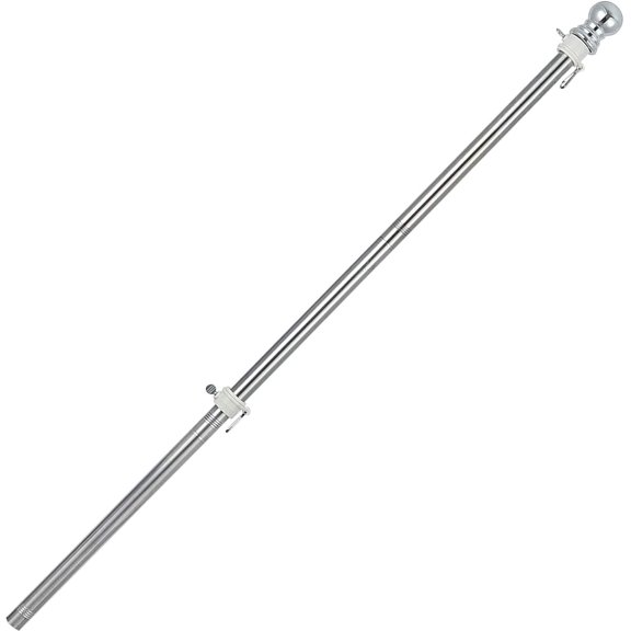 5FT Stainless Steel Tangle Free Flag Pole, for 3x5 American Flag, House Porch Residential Commercial Use, Silver (Bracket Not Included)