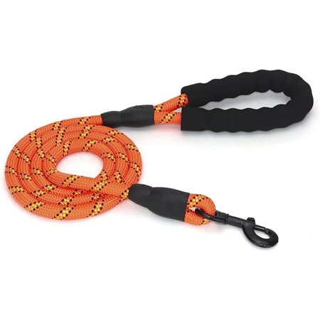 5FT Strong Rope Dog Leash with Comfortable Padded Handle Pet Bowl Dog Mountain Climbing Durable Braided Nylon Reflective Round Rope Dog Pet Leash Soft Handle Pet Outdoor Sports