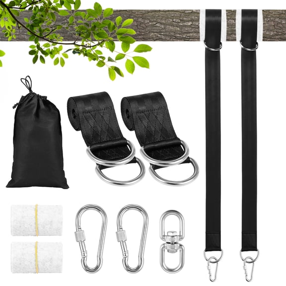 5FT Strong Tree Swing Straps Hanging Kit with Guards Buckles Swivel Storage Pouch Tree Swing Hanging Straps,Hammock Tree Straps
