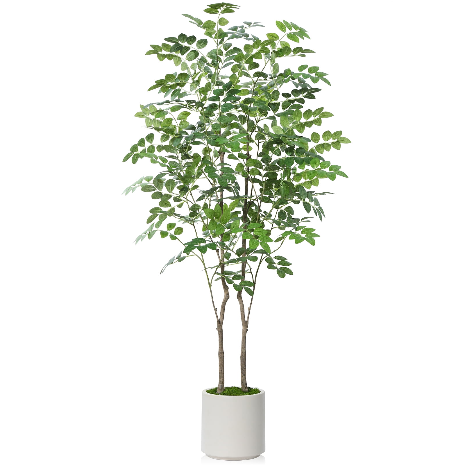 5FT Tall Large Artificial Eucalyptus Tree with 8.5 inches White Planter