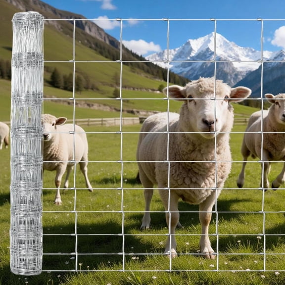 5FT x 164FT Galvanized Field Fence Roll, Heavy Duty Woven Wire Livestock Fencing for Cattle, Goats & Deer, High Zinc Farm Barrier for Pasture, Yard & Ranch