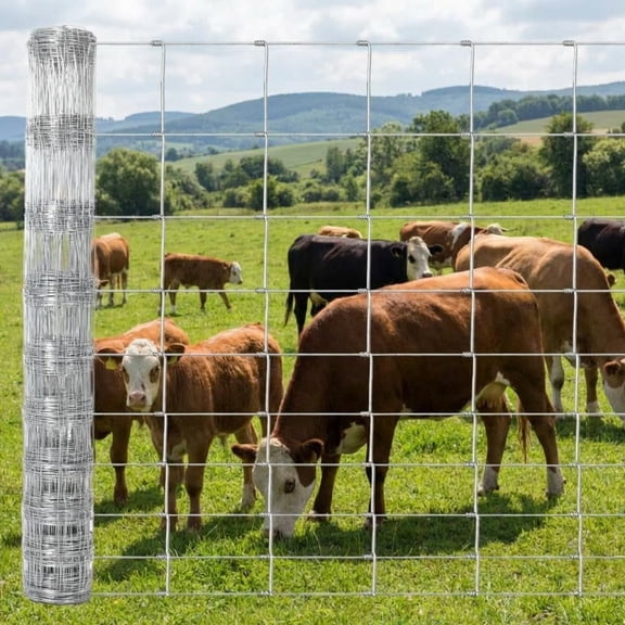 5FT x 164FT High Tensile Field Fence Roll, Fixed Knot Galvanized Livestock Fencing for Cattle, Goat & Deer, Class 3 Zinc Coated Farm & Ranch Pasture Wire