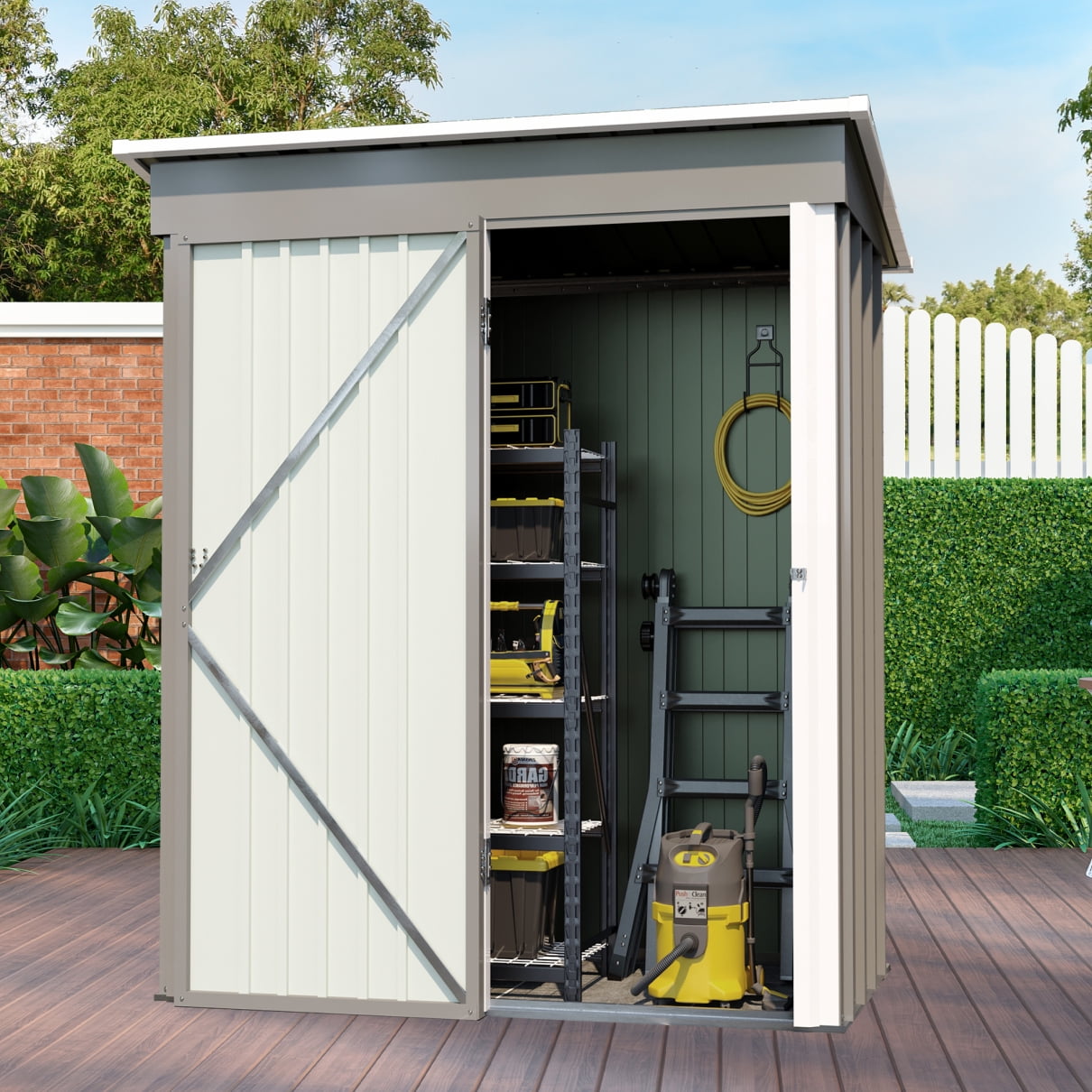 5FT x 3FT Outdoor Storage Shed With Tall Door With Latch, Hinge Doors ...