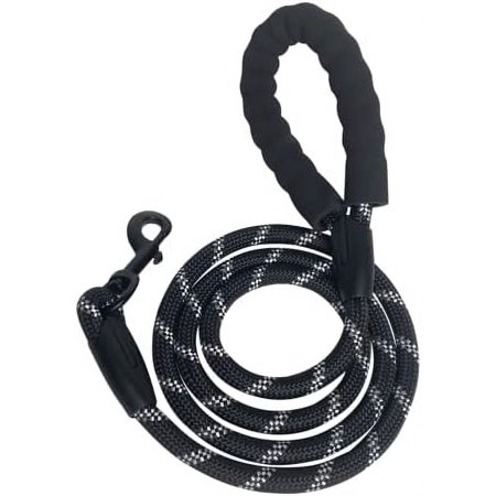 5FTDog Leash with Comfortable Padded Handle and Highly Reflective Threads for Medium and Large Dog’s, Black