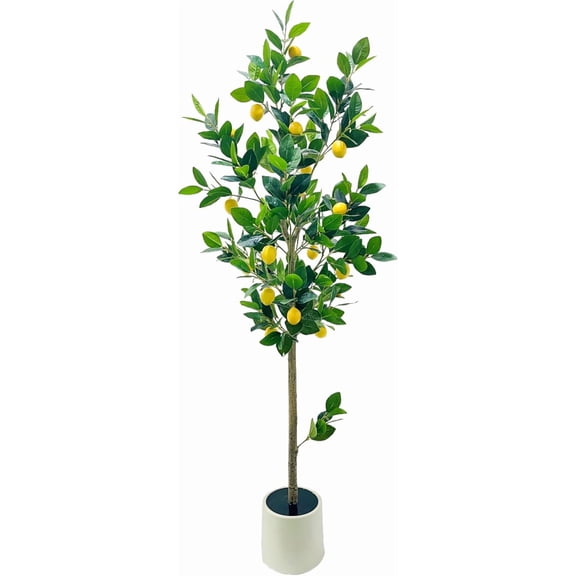 5Ft Artificial Lemon Tree, Faux Lemon Tree Realistic Decorative Plant in Pot for Indoor Outdoor, Living Room, Office, Balcony, Festival Decoration