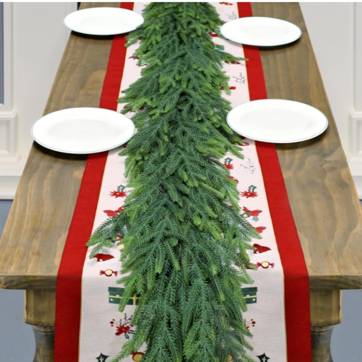 5Ft Christmas Norfolk Pine Garland for Staircase Real Touch Soft Droopy ...