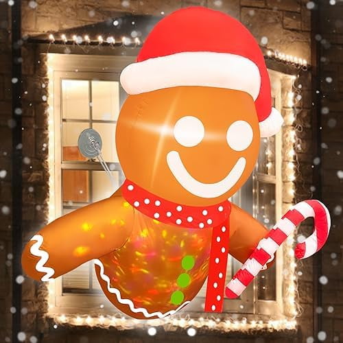 5Ft Christmas Outdoor Decoration Inflatables Gingerbread Broke Out from ...