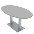 thumbnail image 1 of 5Ft Conference Room Table With Metal Base Boat Oval Shape w/Electric, 1 of 5
