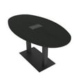 thumbnail image 1 of 5Ft Conference Room Table With Metal Base Boat Oval Shape w/Electric, 1 of 7