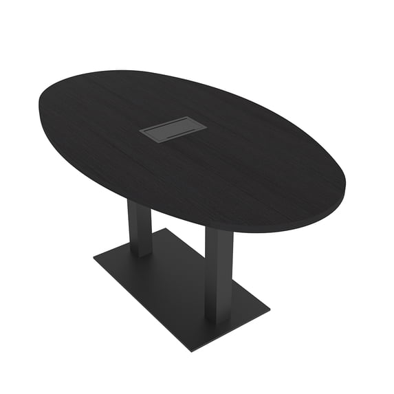 5Ft Conference Room Table With Metal Base Boat Oval Shape w/Electric