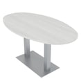 thumbnail image 1 of 5Ft Conference Room Table With Metal Base Boat Oval Shape w/Electric, 1 of 5