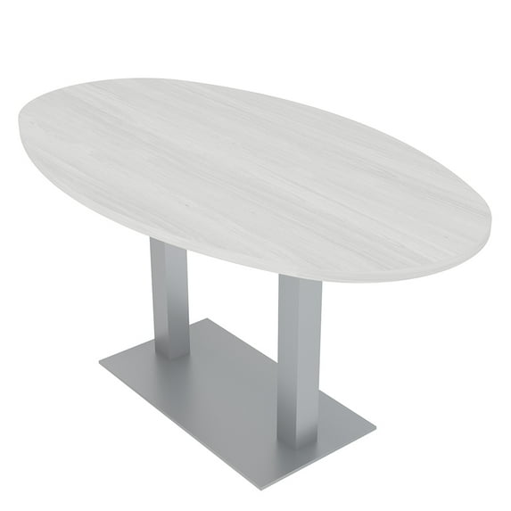 5Ft Conference Room Table With Metal Base Boat Oval Shape w/Electric