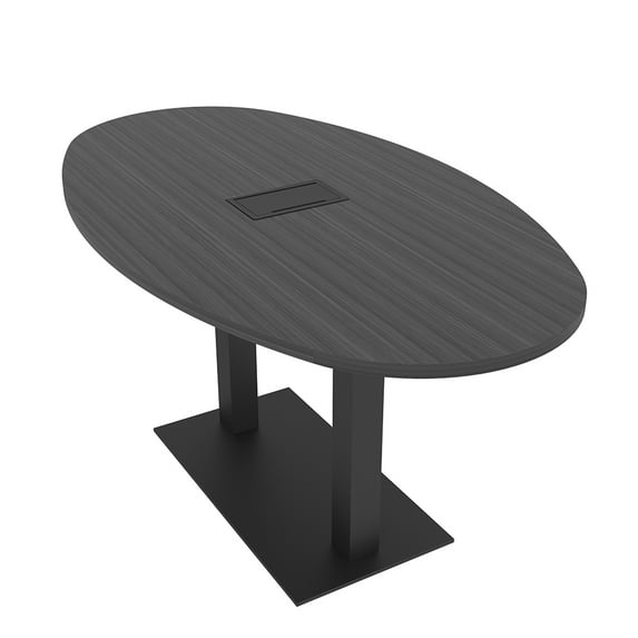 5Ft Conference Room Table With Metal Base Boat Oval Shape w/Electric