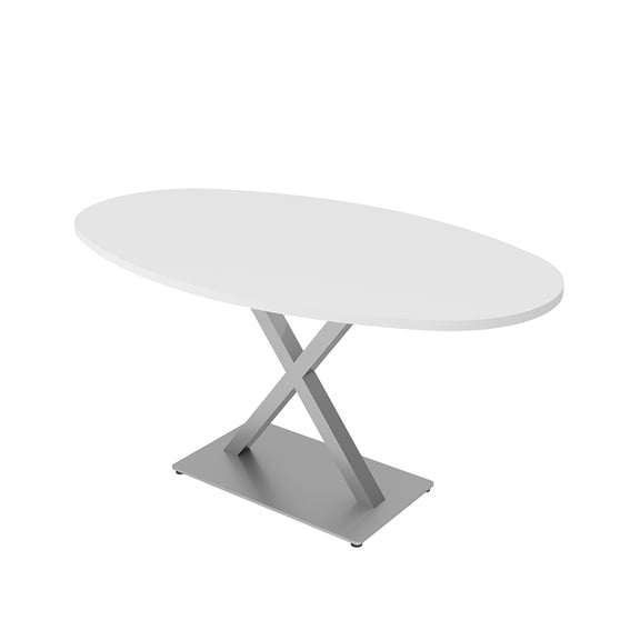 5Ft Conference Room Table With X Base Boat Oval Shape w/Electric Unit