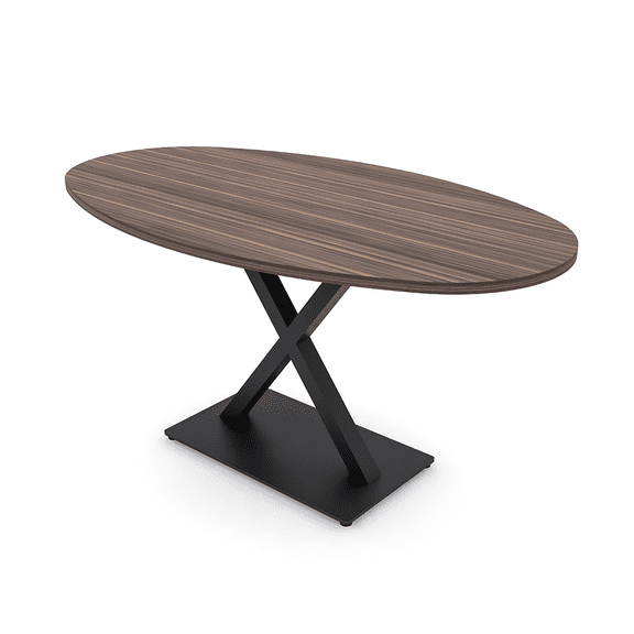 5Ft Conference Room Table With X Base Boat Oval Shape w/Electric Unit