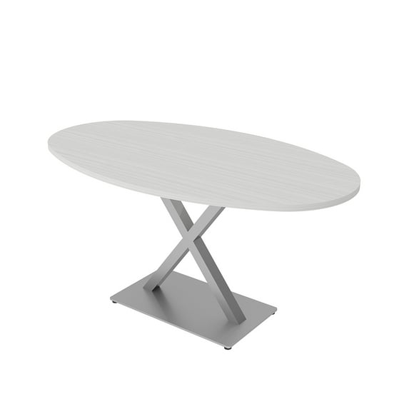 5Ft Conference Room Table With X Base Boat Oval Shape w/Electric Unit