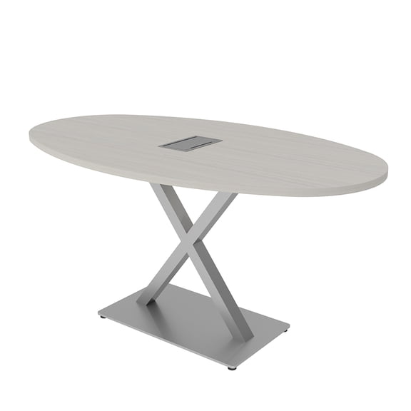5Ft Conference Room Table With X Base Boat Oval Shape w/Electric Unit
