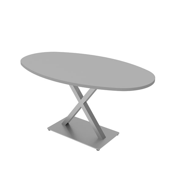5Ft Conference Room Table With X Base Boat Oval Shape w/Electric Unit