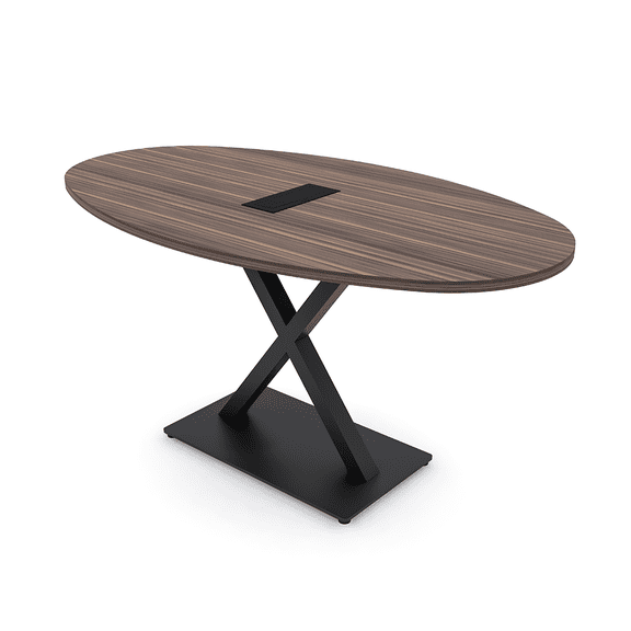 5Ft Conference Room Table With X Base Boat Oval Shape w/Electric Unit