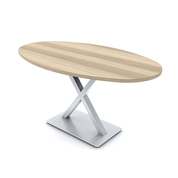 5Ft Conference Room Table With X Base Boat Oval Shape w/Electric Unit
