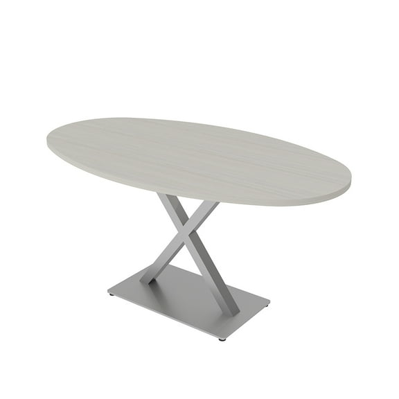 5Ft Conference Room Table With X Base Boat Oval Shape w/Electric Unit