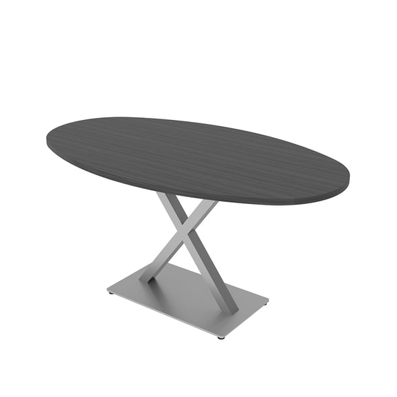 5Ft Conference Room Table With X Base Boat Oval Shape w/Electric Unit