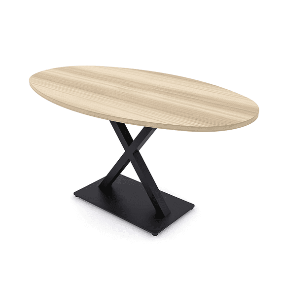 5Ft Conference Room Table With X Base Boat Oval Shape w/Electric Unit