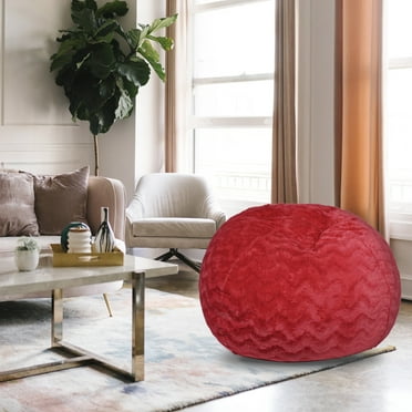 5Ft Faux Fur Bean Bag Chair ,Comfortable Seating with Easy-Clean Cover ,High-Rebound Memory Foam ,Suitable for Children and Adults,Red