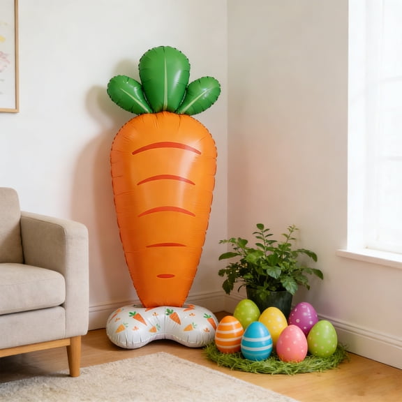 5Ft Large Carrot Easter Inflatables Outdoor Decorations Orange Cute Standing Inflatable Carrots Easter Party Supplies Spring Blow up Decoration for Indoor Outside Garden Yard Lawn Porch Home Decor