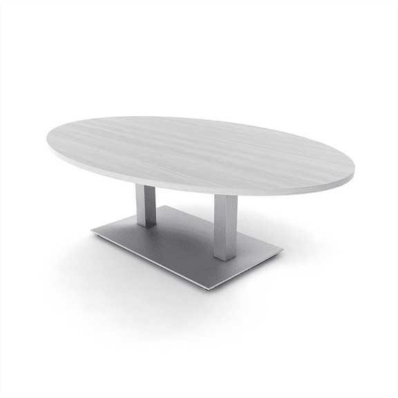 5Ft Oval Coffee Table For Office Reception With Double Post Metal Base