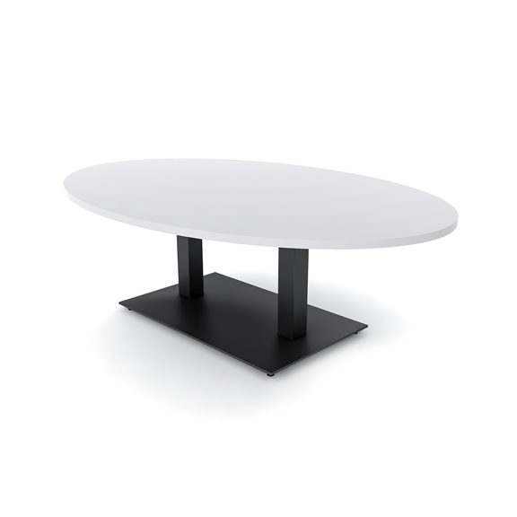 5Ft Oval Coffee Table For Office Reception With Double Post Metal Base