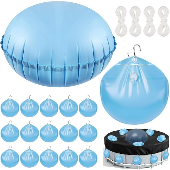 5Ft Pool Pillows with 16PCS Pool Cover Weights, Winter PVC Pool Pillows for Above Ground Pools with Pool Cover Weights for Support & Fix Swimmingpool Covers (5Ft +16PCS)